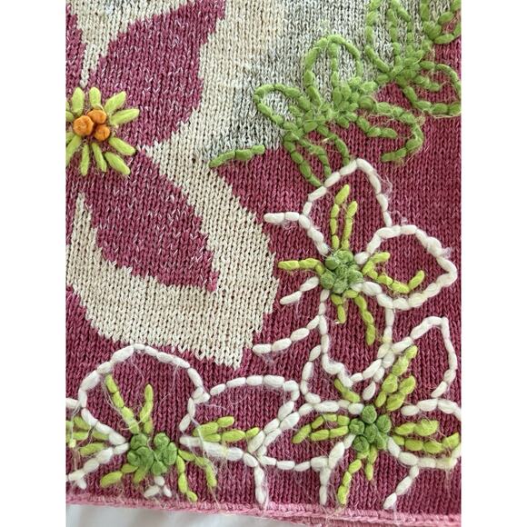 J H Collections Embroidered Sweater Floral Pink Women’s Small Long Sleeve - Picture 9 of 13